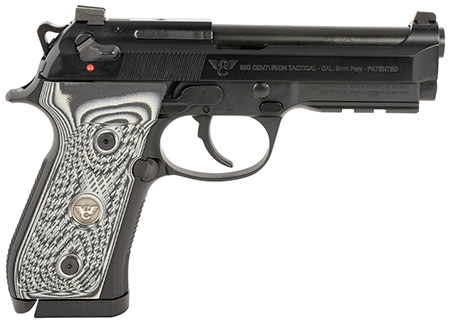 [811826025203] Wilson Combat BER-92CT-9 92G Centurion 9mm Luger 17+1(2)/20+1(1) 4.25", Black, Aluminum Pic. Rail Frame, Gray/Black G10 Grips, Tritium Combat Sight