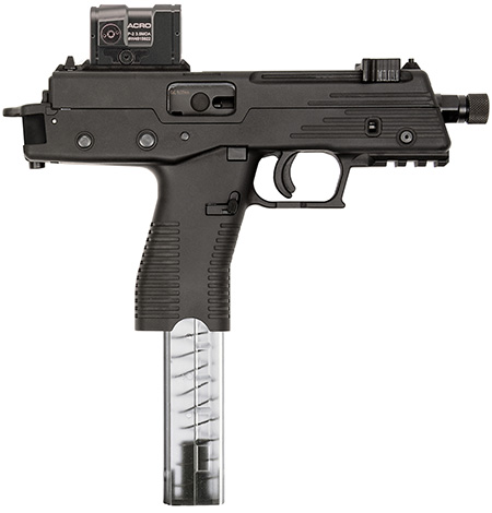 [084022570904] B & T Firearms BT4200USTB TP w/Optic 380 ACP 30+1 5" Threaded, Black, Picatinny Rail Frame, No Brake, Iron Sights, Aimpoint Acro Included