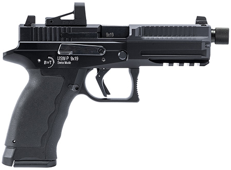 [840225709759] B & T Firearms BT490002 USW-P  9mm Luger 17+1/19+1 4.30" Threaded, Black, Picatinny Rail Frame, Optic Cut Slide, Rubber Grip