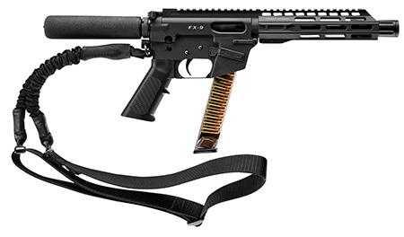 [856169007400] FREEDOM ORDNANCE FX9P8T FX-9  9mm Luger 32+1 8", Black, M-LOK Handguard, Padded Buffer Tube, A2 Grip, 3" Faux Suppressor, Includes Sling