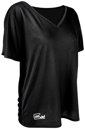 [764503055768] Glock AP960351 Glock Girl Relaxed  Black Pre-Shrunk Cotton Short Sleeve V-Neck Medium