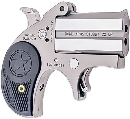 [855959005725] Bond Arms BASTB Stubby  22 LR 2rd Shot 2.20" Matte Stainless Steel Frame Black Textured Polymer Grips