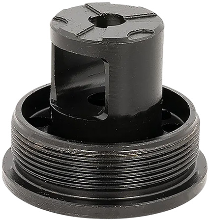 [850036491545] ADVANCED ARMAMENT COMPANY 65011 Flange Indexing Direct-Thread Adapter  5/8"-24 tpi, Muzzle Brake Design, 1-3/8"-24 tpi Socket