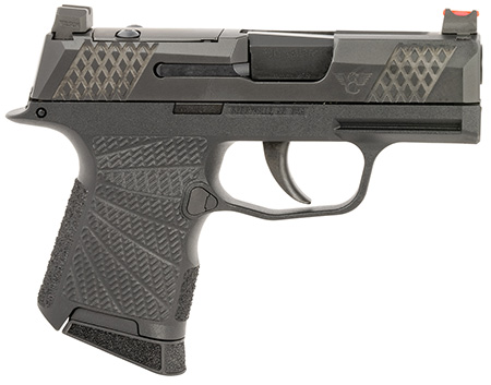 [810129400243] Wilson Combat SIGWCP3659BSR P365  9mm Luger 10+1 (2) 3.10", Black, RMRSc Optic Cut Slide with X-Tac Pattern Serrations, Polymer Frame, Sunburst Grips, Optic Height Fiber Optic Sights, Standard Trigger