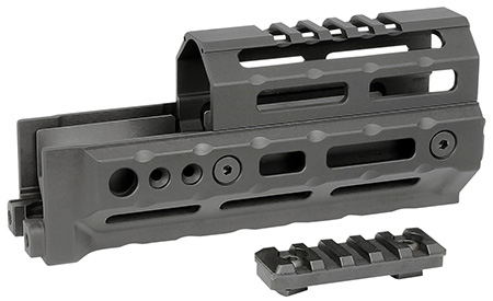 [812102034049] Midwest Industries MIAKALPHA6 Alpha  Drop-in Aluminum Black Hardcoat Anodized 5 Slot Picatinny Rail AK-Platform 6" Long Compatible w/M-LOK