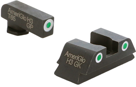 [644406908746] AmeriGlo GL430 Classic Tritium Sight Set for Glock  Green Tritium White Outline Front Sight-Green Tritium White Outline Rear Sight