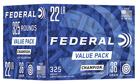 [604544690743] Federal 749 Champion Training Value Pack 22LR 36gr Lead Hollow Point 325 Per Box/10 Case