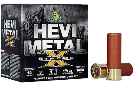 [604544689044] HEVI-Shot HS38122 HEVI-Metal Extreme 12Gauge 3" 1 1/4oz Steel/Tungsten 4/1Shot 25 Per Box/10 Case
