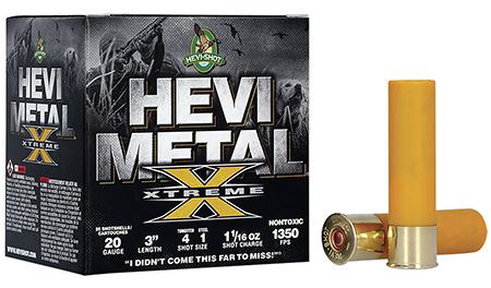 [604544688986] HEVI-Shot HS39202 HEVI-Metal Extreme 20Gauge 3" 1 1/16oz Steel/Tungsten 4/1Shot 25 Per Box/10 Case