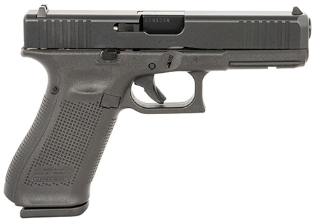 [764503037399] Glock UA175S201 G17 Gen5 Full Size 9mm Luger 10+1 4.49" Black GMB Barrel, Black nDLC Serrated Slide, Black Polymer Frame w/Accessory Rail, Black Polymer Grip, Ambidextrous USA Made
