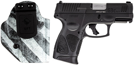 [725327940449] Taurus 1-G3C931-CK7 G3C  Compact Frame 9mm Luger 12+1 3.26" Matte Stainless Steel Barrel, Matte Black Tenifer Serrated Steel Slide, Black Polymer Frame w/Picatinny Rail, Black Polymer Grip, Right Hand