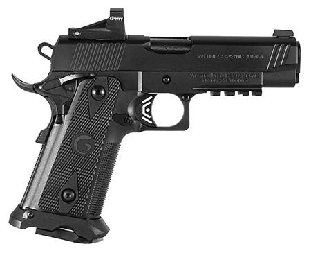 [741566906206] Girsan 395030 Witness2311  9mm Luger 17+1 4.25" Black Steel Barrel, Black Serrated Steel Slide, Black Polymer Frame w/Beavertail  &  Picatinny Rail, Black Checkered Polymer Grip, Ambidextrous
