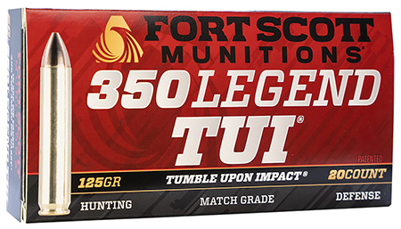 [758381722195] Fort Scott Munitions 350125SCV Tumble Upon Impact (TUI) Rifle 350Legend 125gr Solid Copper Spun 20 Per Box/10 Case