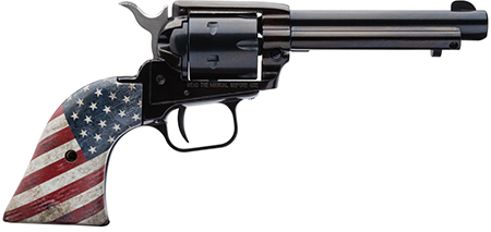 [727962703021] Heritage Mfg RR22B4USFLAG Rough Rider  22 LR 6 Shot, 4.75" Black Oxide Steel Barrel, Black Oxide Zinc Alloy Frame, Black Oxide Cylinder, US Flag Grip Manual Safety, Exposed Hammer
