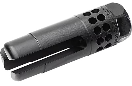 [084871332187] SureFire WARCOMPSPORT7625824 Warcomp Sport Flash Hider 30 Cal (7.62mm NATO) 5/8"-24 tpi, Open Tine 3-Prong, Ported Black Stainless Steel for AR/M4 Platform