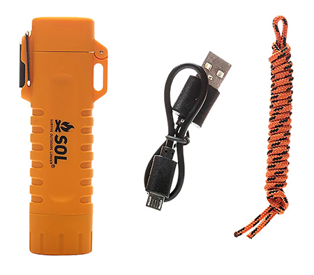 [707708212437] Survive Outdoors Longer 01401243 Fire Lite Fuel Free Lighter Orange Plastic Includes USB Cable/Lanyard