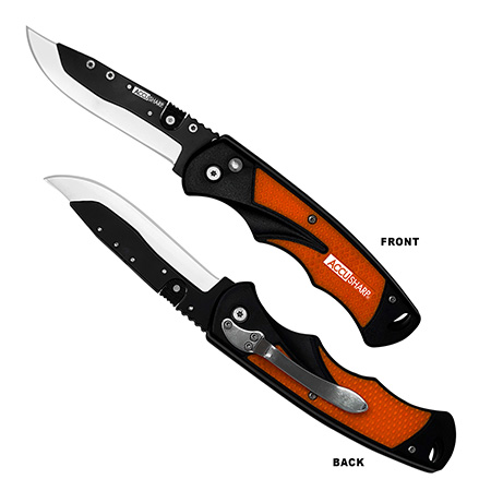 [015896007415] AccuSharp 741C Replaceable Blade Razor  3.50" Folding Plain Stainless Steel Blade/Blaze Orange Ergonomic Anti-Slip Anodized Aluminum Handle/ Includes 2 Replacement Blades/Belt Clip