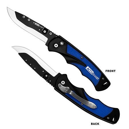 [015896007439] AccuSharp 743C Replaceable Blade Razor  3.50" Folding Plain Stainless Steel Blade/Royal Blue Ergonomic Anti-Slip Anodized Aluminum Handle/Includes 2 Replacement Blades/Belt Clip