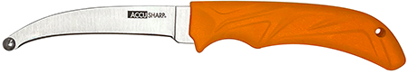 [015896007347] AccuSharp 734C AccuZip  4" Fixed Plain Stainless Steel/ Blade Blaze Orange Ergonomic Anti-Slip Rubber Handle
