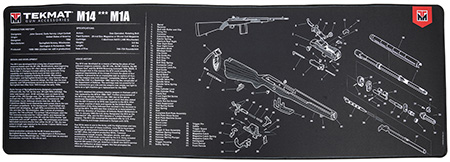 [888151028230] TekMat TEKR44M14 M14 (M1A) Cleaning Mat Black/White Rubber 15"x44" M14 (M1A) Parts Diagram