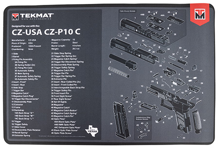 [888151040867] TekMat TEKR17CZP10C CZ P-10C Cleaning Mat Black/Gray Rubber 11"x17" CZ P-10C Parts Diagram