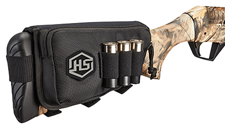 [021291016211] Hunters Specialties 01621 Buttstock Shell Holder  W/Pouch Holds 3 Rounds Black Polyester