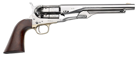 [641996740053] Pietta PF60OS448 1860 Army "Old Silver" 44 Cal 8" 6rd Old Silver Steel Frame, Cylinder  &  Round Barrel w/Walnut Grip