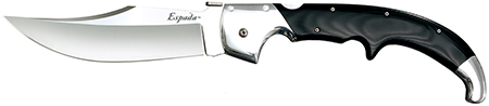 [705442017615] Cold Steel CS62MA Espada  XL 7.50" Folding Clip Point Plain S35VN SS Blade/9.25" Black w/Polished Bolsters G10 Handle Includes Belt Clip