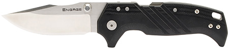 [813628005957] Cold Steel CSFL35DPLC Engage  3.50" Folding Clip Point Plain Satin S35VN SS Blade/4.11" Black G10 Handle Includes Belt Clip