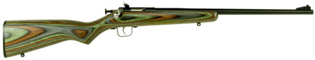 [611613022527] Crickett KSA2252 Youth  22 LR 1rd 16.12" Blued Barrel  &  Receiver, Fixed Front/Adjustable Rear Peep Sights, Camo Laminate Stock w/11.5" LOP, Rebounding Firing Pin Safety