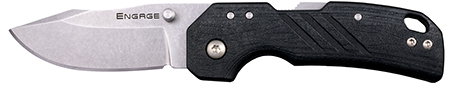 [888151038970] Cold Steel CSFL25DPLC Engage  2.50" Folding Clip Point Plain Stonewashed 4116 SS Blade/Black GFN Handle Includes Belt Clip