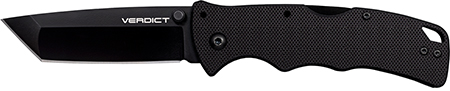 [888151038017] Cold Steel CSFLC3T10A Verdict  3" Folding Tanto Plain Black Matte AUS-10A SS Blade/Black G10 Handle Includes Belt Clip