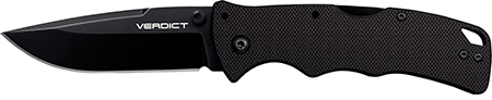 [888151038000] Cold Steel CSFLC3SP10A Verdict  3" Folding Spear Point Plain Black Matte AUS-10A SS Blade/Black G10 Handle Includes Belt Clip