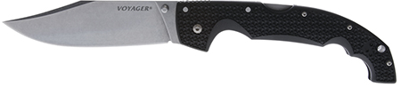 [705442019688] Cold Steel CS29AXB Voyager XL 5.50" Folding Drop Point Plain Stonewashed AUS-10A SS Blade/6.75" Black Textured Griv-Ex Handle Includes Belt Clip