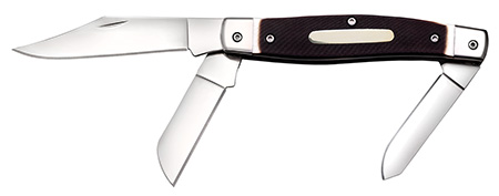 [888151038659] Cold Steel CSFLSTKMN Stockman  2"/2.30"/3.50" Folding Clip/Sheepsfoot/Spey Plain 8Cr13MoV SS Blade/Rough Black w/Polished Bolsters Bone Handle