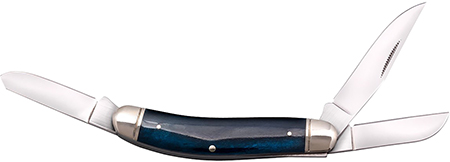 [888151038925] Cold Steel CSFLGSTKMB Gentleman's Stockman 2"/2.10"/2.50" Folding Clip/Sheepsfoot/Spey Plain 8Cr13MoV SS Blade/Dark Blue w/Polished Bolsters Bone Handle