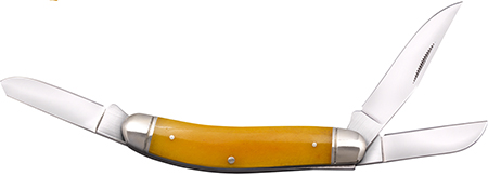 [888151038918] Cold Steel CSFLGSTKMY Gentleman's Stockman 2"/2.10"/2.50" Folding Clip/Sheepsfoot/Spey Plain 8Cr13MoV SS Blade/Yellow w/Polished Bolsters Bone Handle