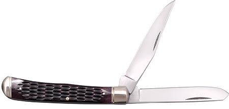 [888151038666] Cold Steel CSFLTRPRJ Trapper  3" Folding Clip/Spey Plain 8Cr13MoV SS Blade/Brown Jigged w/Polished Bolsters Bone Handle