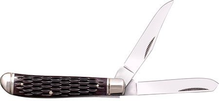 [888151038673] Cold Steel CSFLMTRPRJ Trapper  Mini 2.60"/2.70" Folding Clip/Spey Plain 3Cr13MoV SS Blade/Brown Jigged w/Polished Bolsters Bone Handle