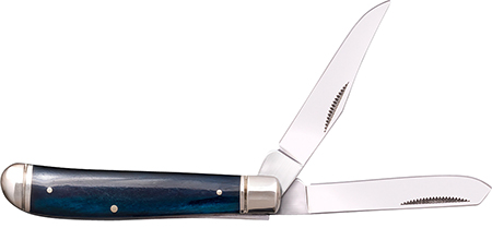 [888151038963] Cold Steel CSFLMTRPRB Trapper  Mini 2.60"/2.70" Folding Clip/Spey Plain 3Cr13MoV SS Blade/Dark Blue w/Polished Bolsters Bone Handle