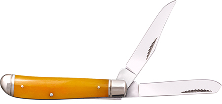 [888151038956] Cold Steel CSFLMTRPRY Trapper  Mini 2.60"/2.70" Folding Clip/Spey Plain 3Cr13MoV SS Blade/Yellow w/Polished Bolsters Bone Handle