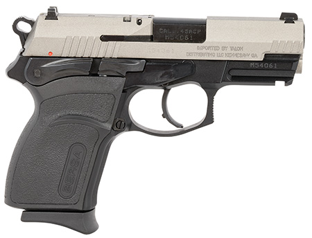 [810083204024] Bersa TPR45CDT TPRC  Compact Frame 45 ACP 7+1, 3.50" Black Steel Barrel, Nickel Cerakote Serrated Steel Slide, Matte Black Aluminum Frame w/Picatinny Rail, Ambidextrous
