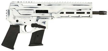 [810035755581] Diamondback DB1614L401 DBX CF 5.7x28mm 8" 20+1, Battleworn Storm Tropper White Rec, Picatinny End Cap, Black Magpul K Grip