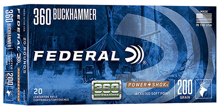 [604544688283] Federal 360BHBS Power-Shok Buckhammer 360Buckhammer 200gr Jacketed Soft Point 20 Per Box/10 Case