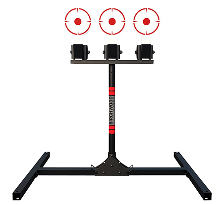 [888151039670] Birchwood Casey 3TPR 3 Spring Loaded Self Resting Targets Plate Rack Black/Red AR500 Steel 0.37" Thick Standing