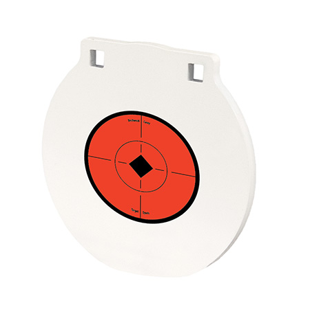 [888151033029] Birchwood Casey RND8 Round Steel Target Plate 8" Centerfire Rifle/Handgun Target Black/Red/White NM500 Steel Hanging
