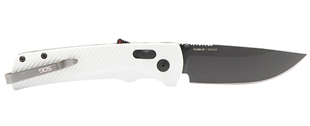 [729857013505] S.O.G SOG11181041 Flash AT 3.45" Folding Straight Back Plain TiNi Cryo D2 Steel Blade, Concrete Gray Textured GRN Handle