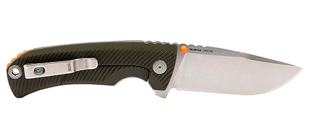 [729857014014] S.O.G SOG14060143 Tellus FLK  3.65" Folding Clip Point Plain Stonewashed Cryo 440C SS Blade/ Olive Drab Textured GRN Handle