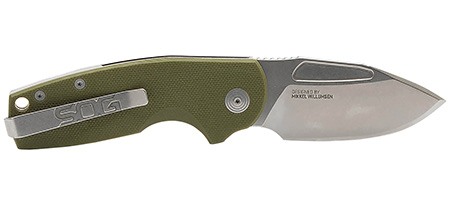 [729857014489] S.O.G SOG16030157 Stout SJ 2.60" Folding Clip Point Plain Stonewashed Cryo D2 Steel Blade/ Olive Drab Textured G10 Handle Includes Belt Clip