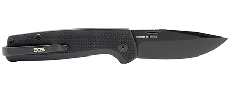 [729857013321] S.O.G SOGTM1005BX Terminus SJ 2.90" Folding Clip Point Plain Stonewashed Cryo D2 Steel Blade/ Blackout G10 Handle Includes Belt Clip